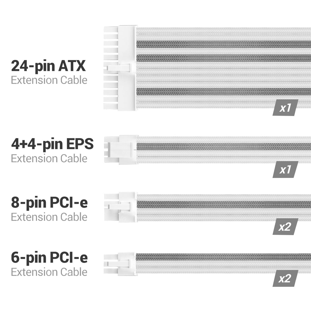 SLEEVED CABLE EXTENSIONS WHITE