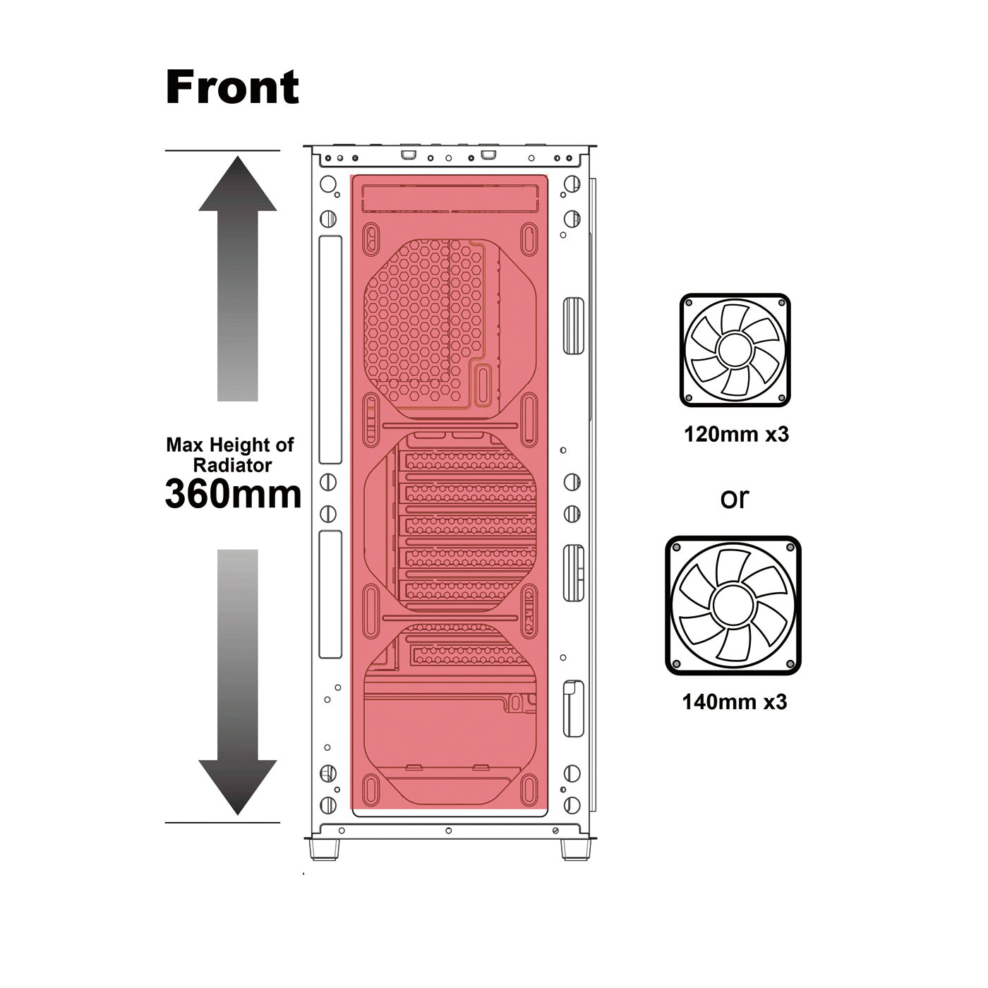 AZZA CSAZ-290 Fighter Mid Tower Gaming PC Case - 4-Fans, Black