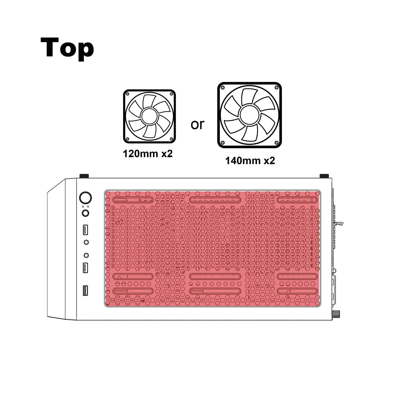 AZZA CSAZ-290 Fighter Mid Tower Gaming PC Case - 4-Fans, Black