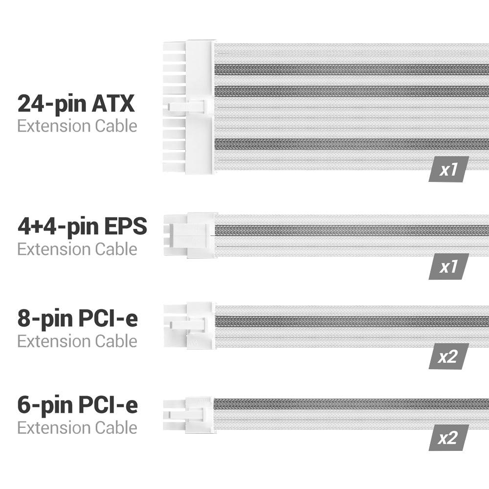 SLEEVED CABLE EXTENSIONS WHITE