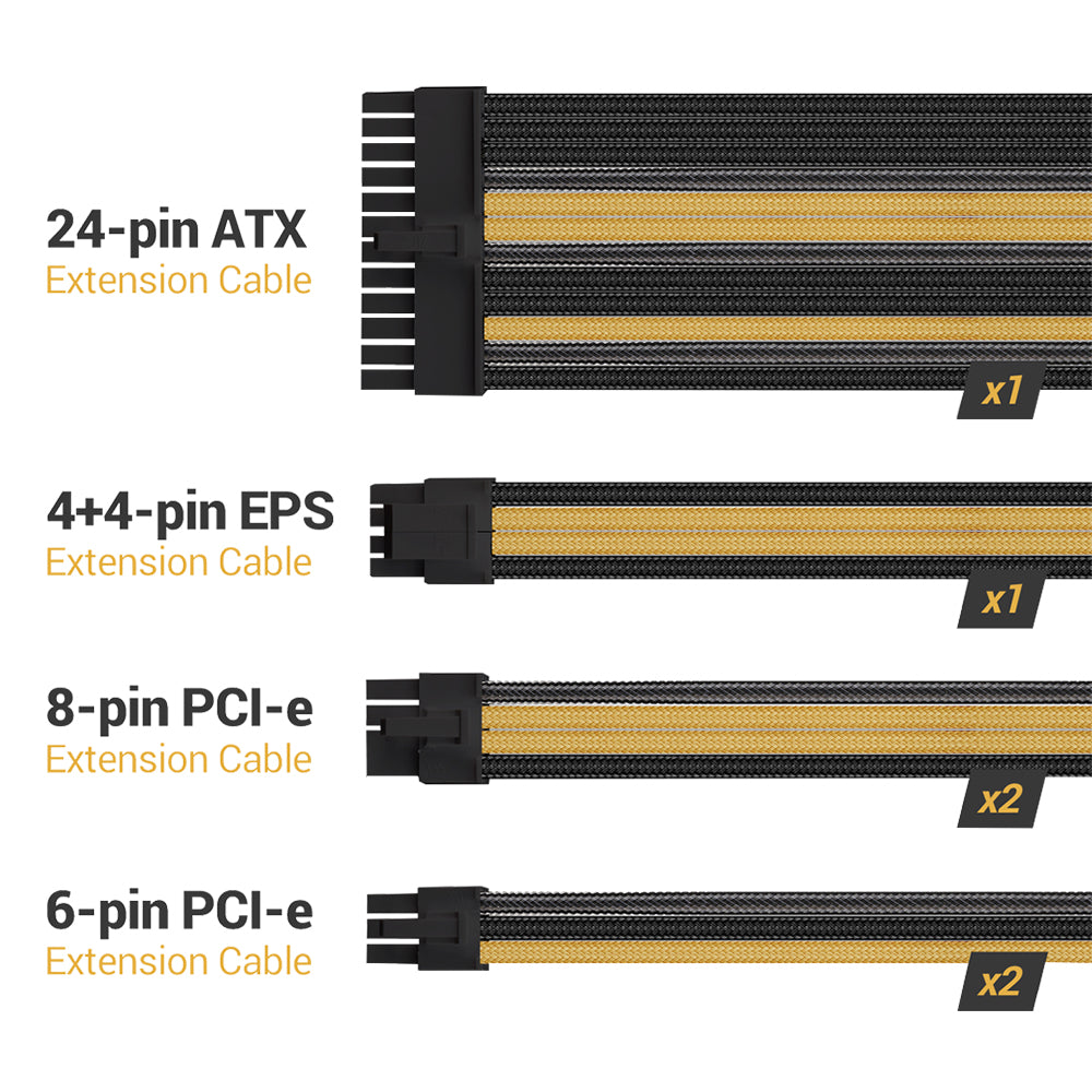 SLEEVED CABLE EXTENSIONS BLACK